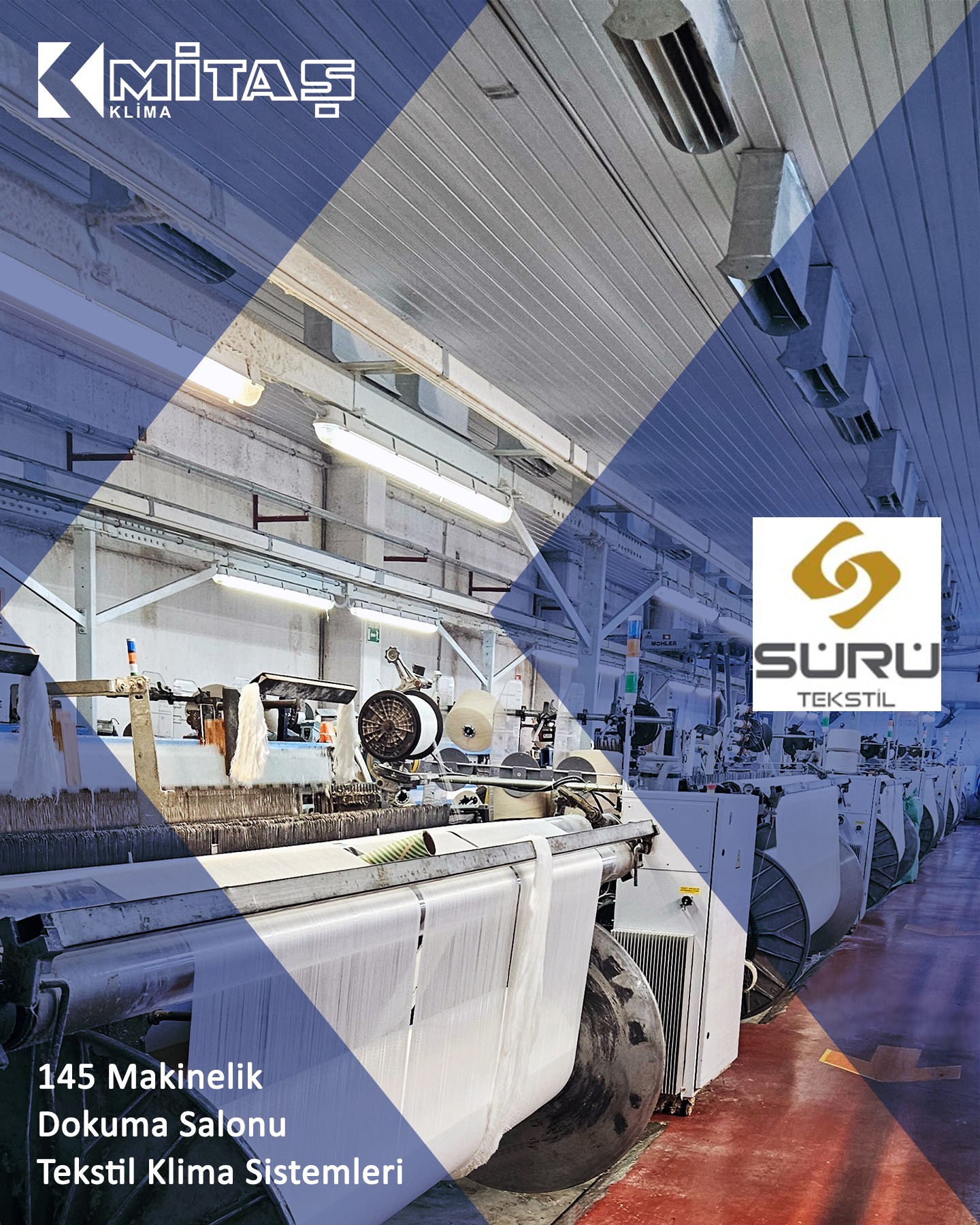 🏭 Sürü Tekstil - Denizli
✅ Aylık 6.500.000 metre kumaş üretim kapasiteli dokuma fabrikasında; Balık Sırtı, Dimi, Drill, Likralı, İpliği Boyalı, Percale, Pike, Ranforce, Şantuklu, Tam Panama, Viskon, Akfil, Kreton, 50-1, Vual, %100 Polyester, Saten, Keten, Düzenli Çizgi Ranforce, Yarı Panama, vb. çeşitli kumaş ve hambez üretimini yapan müşterimizin 61 adet hava jetli ve 84 adet rapierli olmak üzere 145 makinelik dokuma salonları için Tekstil Klima Sistemleri.
✅ Textile Air Conditioning Systems for the weaving halls of our client, which has a monthly production capacity of 6,500,000 meters of fabric and produces various fabrics and greige cloth such as Herringbone, Twill, Drill, Lycra-blended, Yarn-dyed, Percale, Piqué, Ranforce, Slub, Full Panama, Viscose, Akfil, Cretonne, 50/1, Voile, 100% Polyester, Satin, Linen, Regular Striped Ranforce, and Half Panama, with a total of 145 weaving machines consisting of 61 air-jet looms and 84 rapier looms.
------------------------------
🚩 Tekstil Klima Sistemleri, Telef Toplama Sistemleri, Endüstriyel Havalandırma, İklimlendirme, Nemlendirme ve Toz Toplama Sistemleri için Keşif, Projelendirme, İmalat, Montaj, Teknik Servis ve Yedek Parça hizmetlerimiz için aşağıdaki iletişim bilgilerimizden bize ulaşabilirsiniz.
🚩 You can contact us using the contact information below for our Exploration, Project Design, Manufacturing, Installation, Technical Service and Spare Parts services for Textile Air Conditioning Systems, Waste Collection Systems, Industrial Ventilation, Air Conditioning, Humidification and Dust Collection Systems.
📱 +90 539 701 12 79
📧 mitas@mitasklima.com
🌐 www.mitasklima.com
------------------------------
#rapierlidokuma #toztoplama #polyesteriplik #tekstilklimasistemleri #tekstilkliması #havajetlidokuma #airjetloom #dokumamakinesi #textilefactory #tekstilfabrikası #iklimlendirmesistemleri #İklimlendirmeSistemleri #toztoplamasistemleri #nemlendirmesistemleri #havalandırmasistemi #cotton #elyaf #dokumafabrikasi #factory #picanolgroup #polyesteryarn #weavingloom #textiles #dokuma #denizli #picanol #itema #tekstil #kumas #weaving