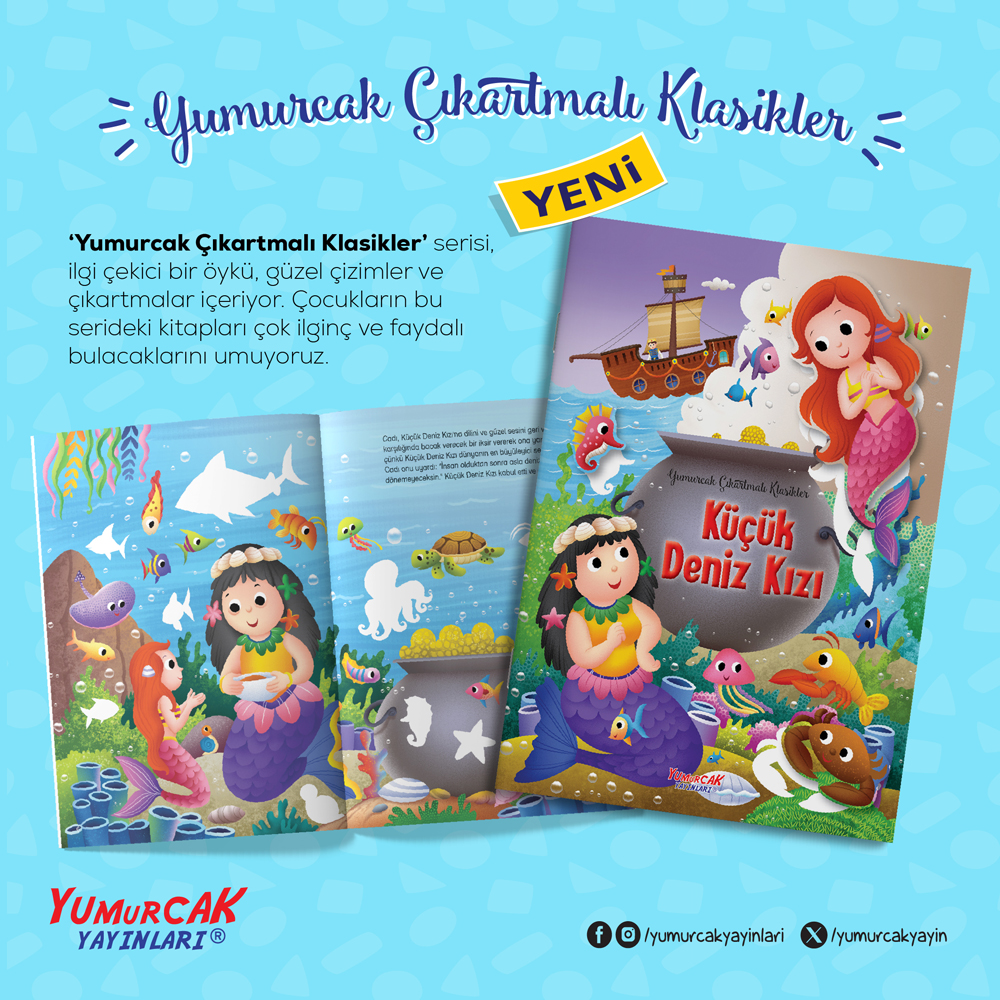 📚✨ Klasikler şimdi çok daha eğlenceli!
Çocuklar, dünyanın en sevilen klasik hikâyelerini okurken bir yandan da çıkartmalarla hikâyenin dünyasına katılıyor! 🎨🌟
🧩 Eğlenceli çıkartmalar
📖 Sevilen klasik hikâyeler
👧🧒 Çocukların ilgisini destekleyen renkli sayfalar
💛 Okumayı ve keşfetmeyi eğlenceye dönüştüren bir seri
Yumurcak Çıkartmalı Klasikler Serisi, çocukları klasiklerle tanıştırırken onların hayal gücüne ve kitap sevgisine de eşlik ediyor. 🌈📚
Oku, keşfet, çıkartmaları yerleştir ve hikâyeyi tamamla! ✨
#YumurcakYayınları #ÇıkartmalıKlasikler #ÇocukKitapları #Klasikler #KitapSevgisi