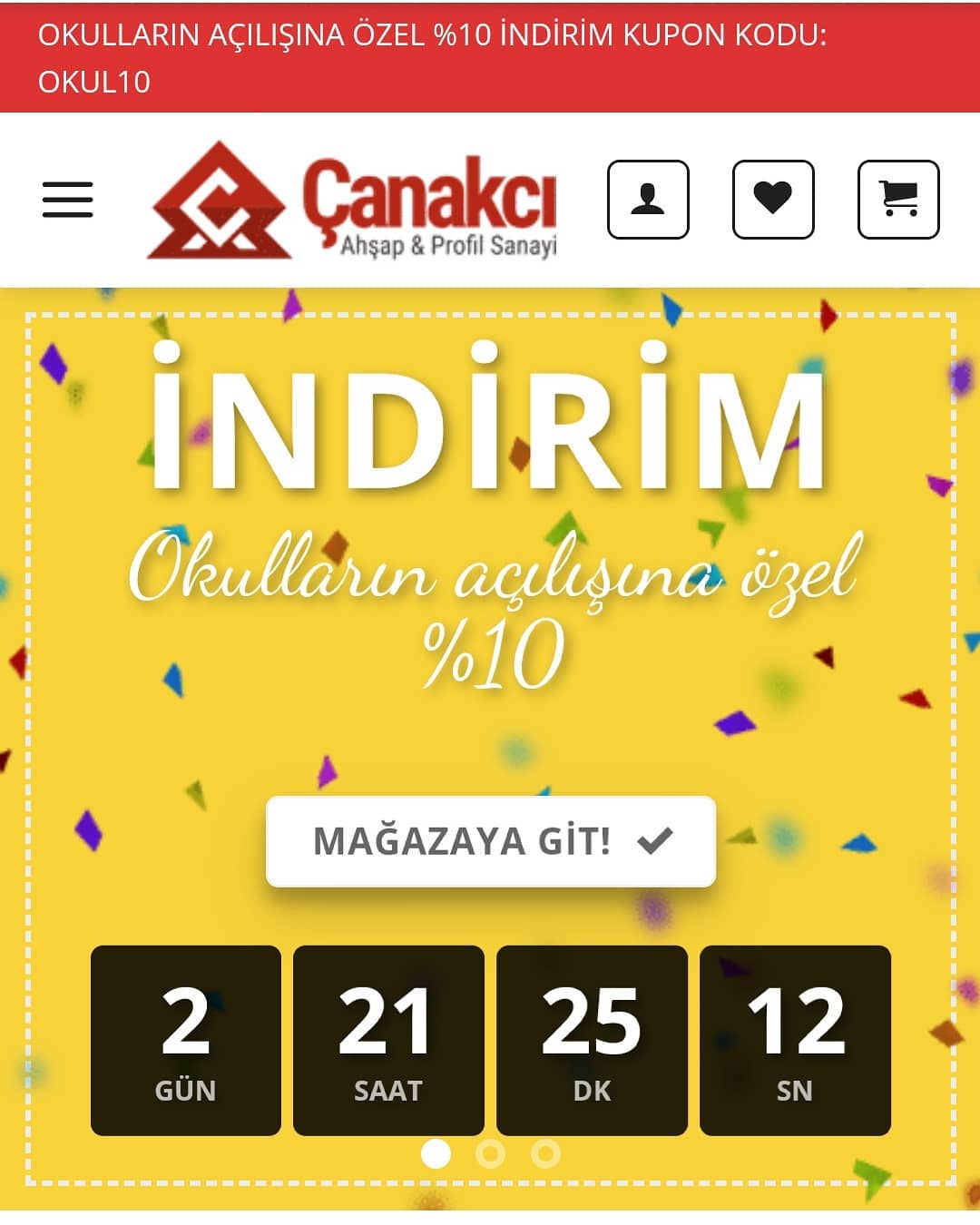 Sitemizde İNDİRİM var 😊
.
Okulların açılışına özel bütün ürünlerde geçerli %10 indirim kuponu: •OKUL10
.
Satın alırken yazarak kullanabilirsiniz.
.
Yenilenen sitemizi beğenmeniz dileğiyle,
İyi alışverişler dileriz...
.
ÇANAKCI AHŞAP🌲😊
#çanakcıahşap